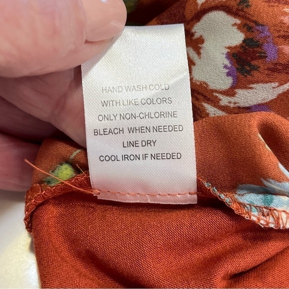 Daniel rainn Burnt Orange Quin Sleeveless Floral Keyhole Top PS - Picture 10 of 12